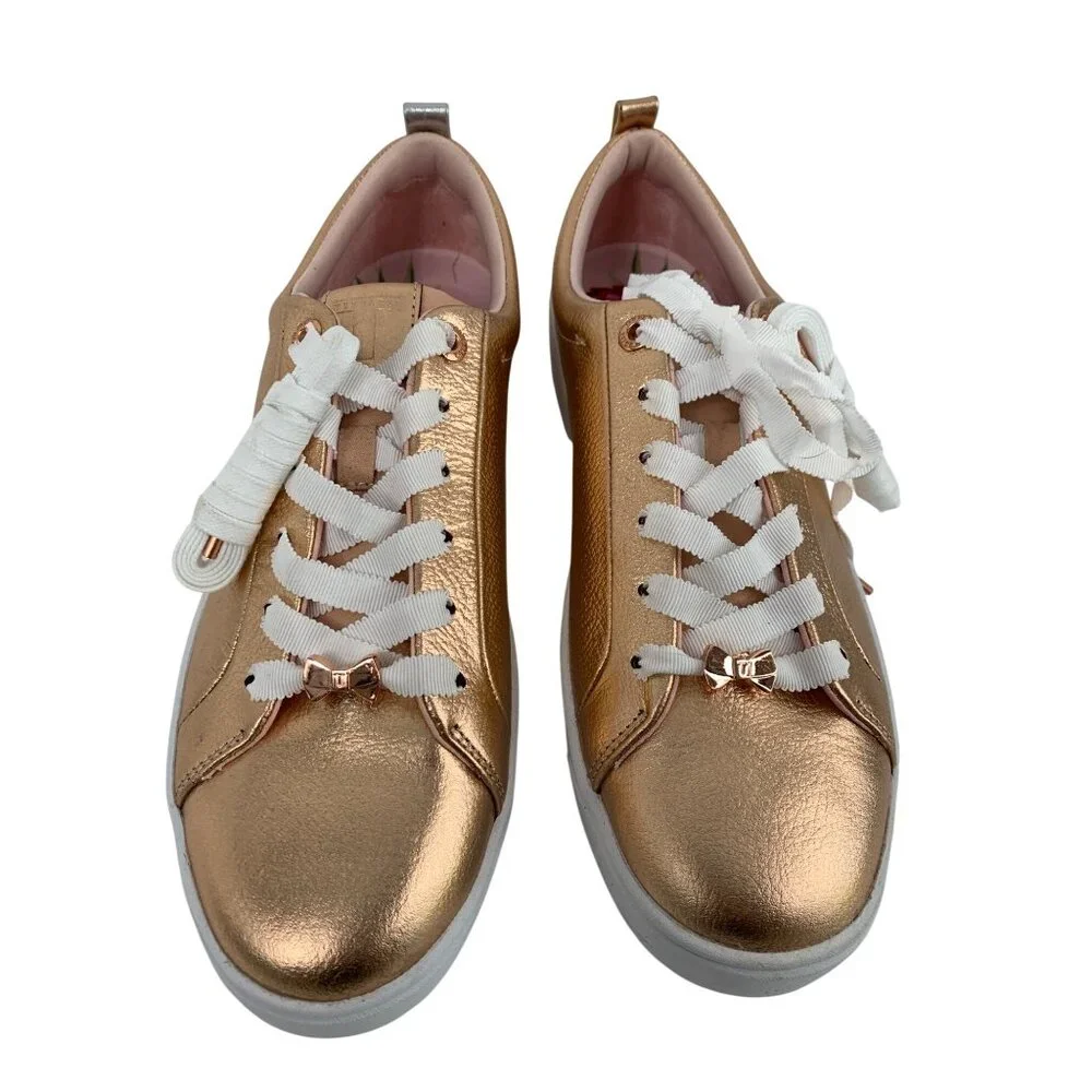 Ted Baker Gielli Rosegold Leather Sneakers Size US 9 NWOB - Picture 3 of 9